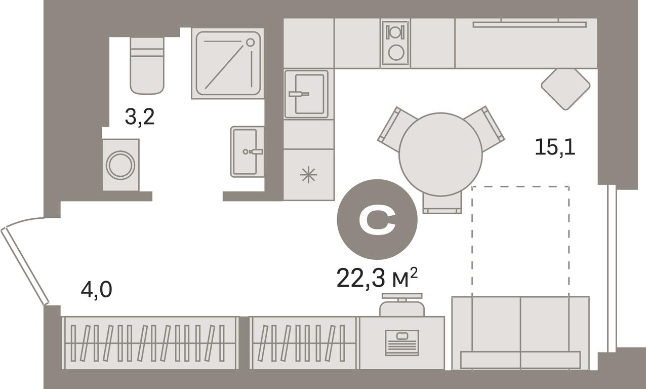 Apartment Sale, 22.3平方米 at Kvartal Gercena, zhiloy kompleks Kvartal Gertsena, Moscow, Russia #1