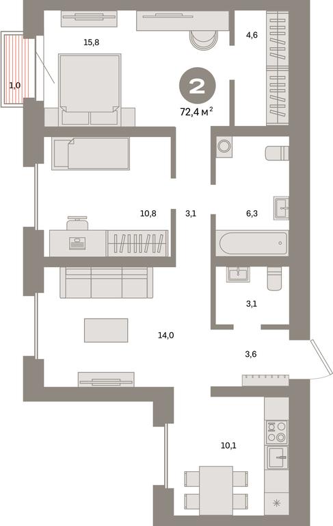 2-BD Apartment Sale, 72.4平方米 at Kvartal Metronom, Tagilskaya Street, Moscow, Russia #1 2-BD Apartment Sale, 72.4平方米 at Kvartal Metronom, Tagilskaya Street, Moscow, Russia #1