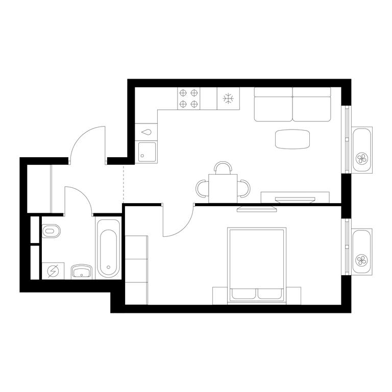 1-BD Apartment Sale, 38.9 sq. m. at Yauza Park, ulitsa Kolontsova, 4, Mytischi, Moscow Region, Russia #1