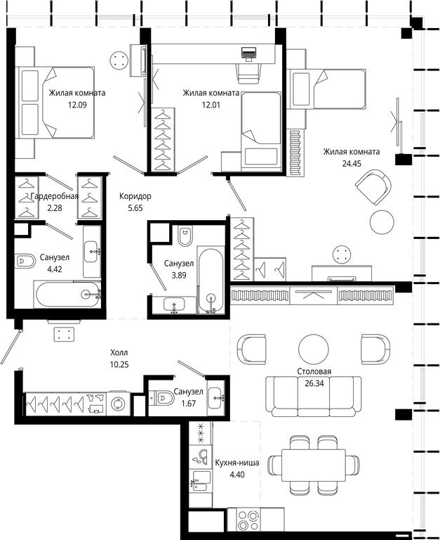 3-BD Apartment Sale, 107.45 sq. m. at Mod, 4th Maryinoy Roschi Street, 12с9, Moscow, Russia #1 3-BD Apartment Sale, 107.45 sq. m. at Mod, 4th Maryinoy Roschi Street, 12с9, Moscow, Russia #1