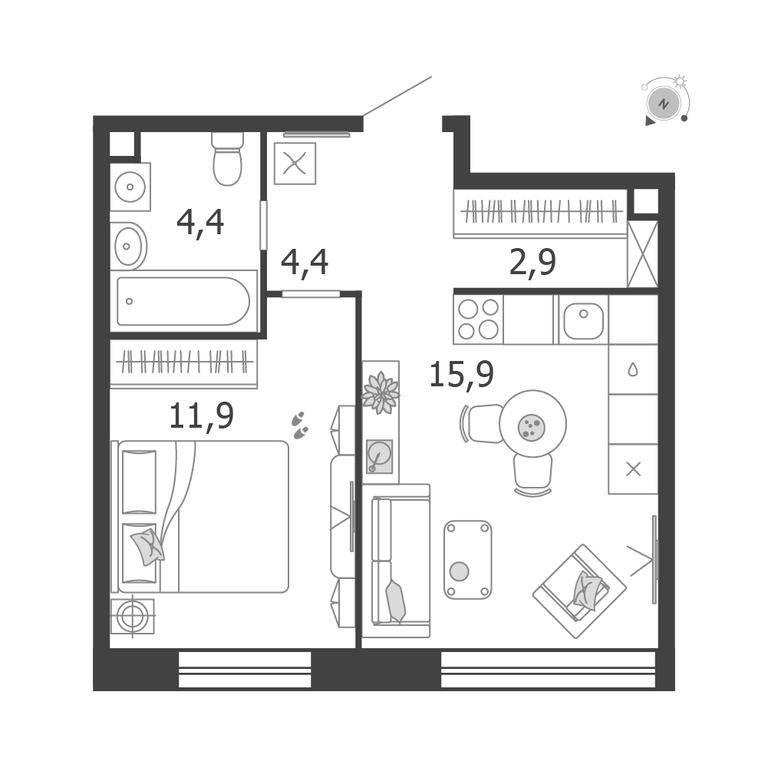 1-BD Apartment Sale, 39.5 sq. m. at Shagal, Автозаводская улица, 23, Москва, Россия #1