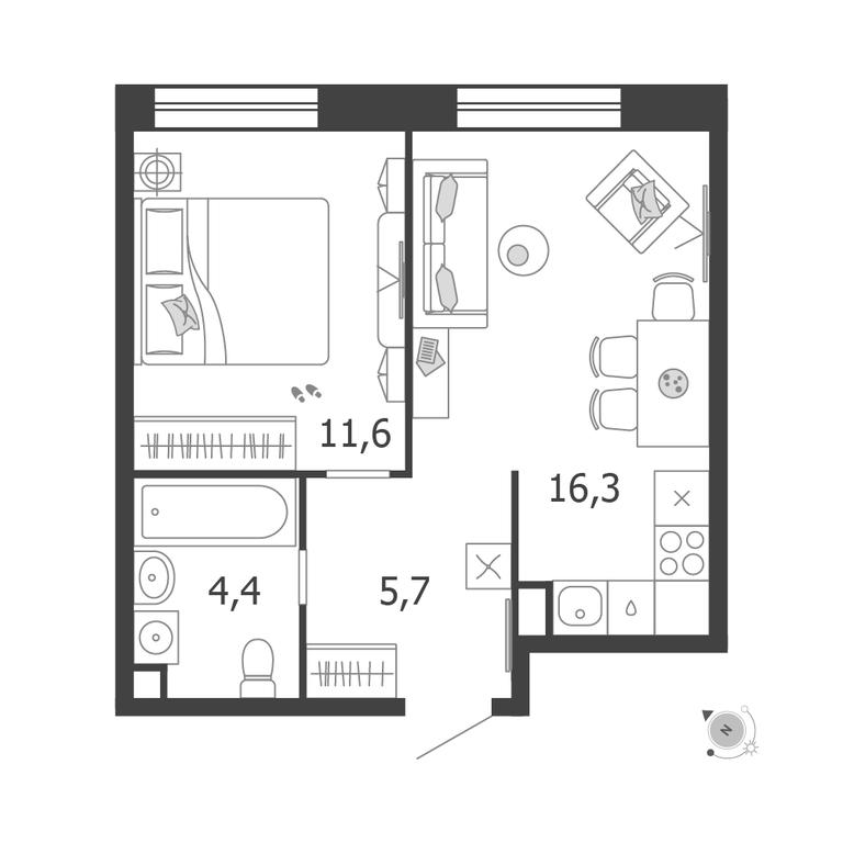1-BD Apartment Sale, 38 sq. m. at Shagal, Автозаводская улица, 23, Москва, Россия #1