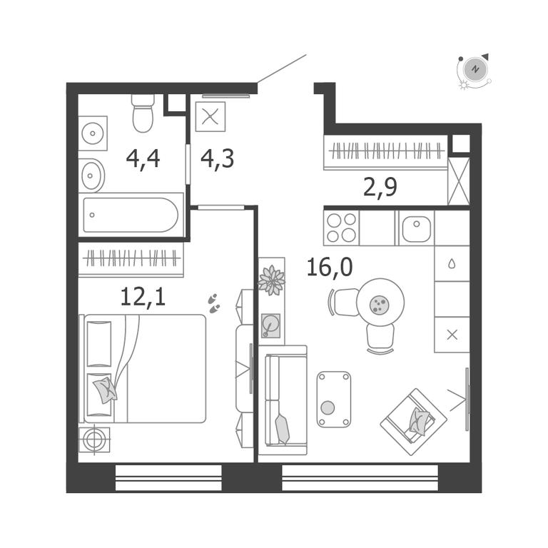 1-BD Apartment Sale, 39.7 sq. m. at Shagal, Автозаводская улица, 23, Москва, Россия #1