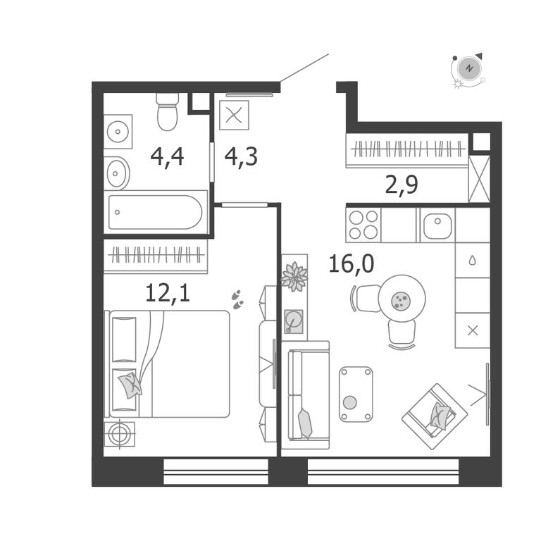 1-BD Apartment Sale, 39.7 sq. m. at Shagal, Автозаводская улица, 23, Москва, Россия #1 1-BD Apartment Sale, 39.7 sq. m. at Shagal, Автозаводская улица, 23, Москва, Россия #1