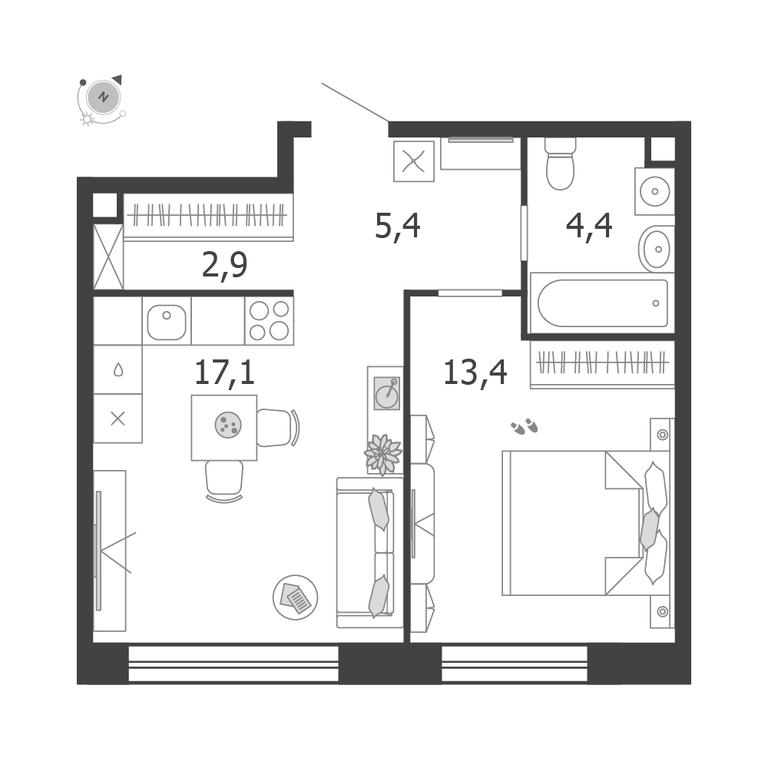 1-BD Apartment Sale, 43.2 sq. m. at Shagal, Автозаводская улица, 23, Москва, Россия #1 1-BD Apartment Sale, 43.2 sq. m. at Shagal, Автозаводская улица, 23, Москва, Россия #1