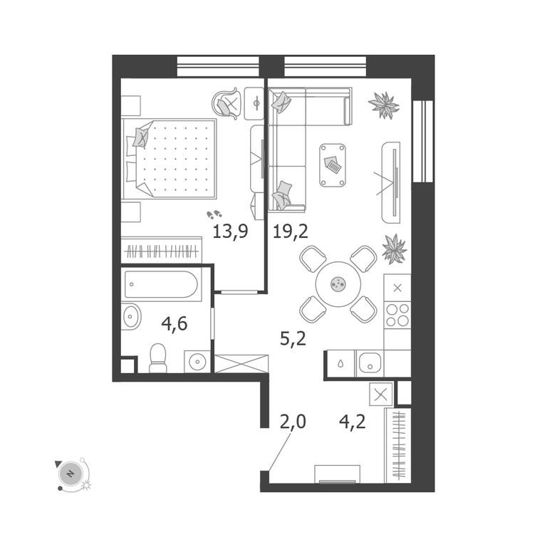 1-BD Apartment Sale, 49.1 sq. m. at Shagal, Автозаводская улица, 23, Москва, Россия #1