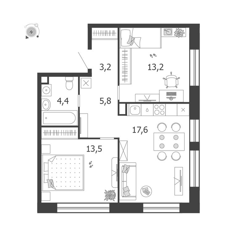 2-BD Apartment Sale, 57.7 sq. m. at Shagal, Автозаводская улица, 23, Москва, Россия #1 2-BD Apartment Sale, 57.7 sq. m. at Shagal, Автозаводская улица, 23, Москва, Россия #1