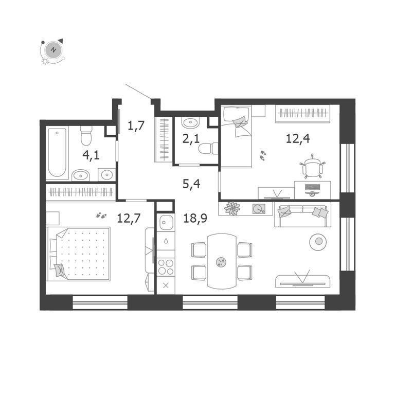 2-BD Apartment Sale, 57.3 sq. m. at Shagal, Автозаводская улица, 23, Москва, Россия #1