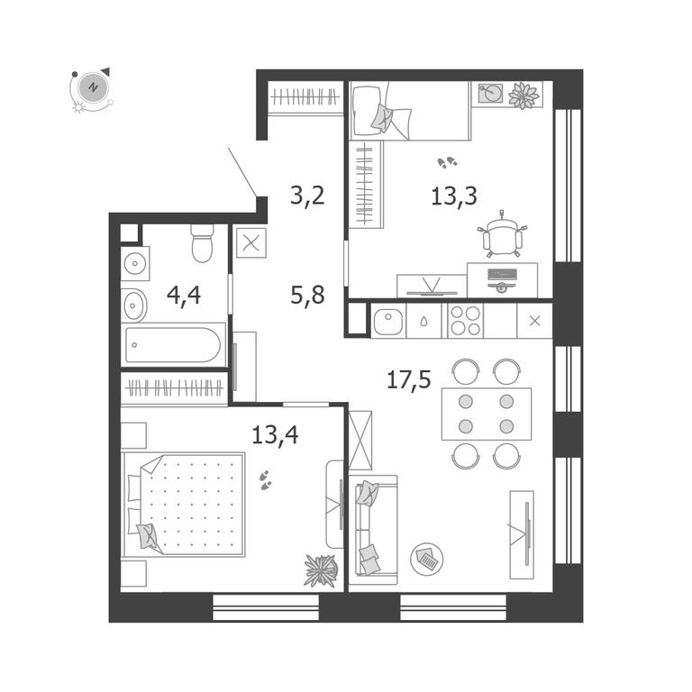 2-BD Apartment Sale, 57.6 sq. m. at Shagal, Автозаводская улица, 23, Москва, Россия #1 2-BD Apartment Sale, 57.6 sq. m. at Shagal, Автозаводская улица, 23, Москва, Россия #1