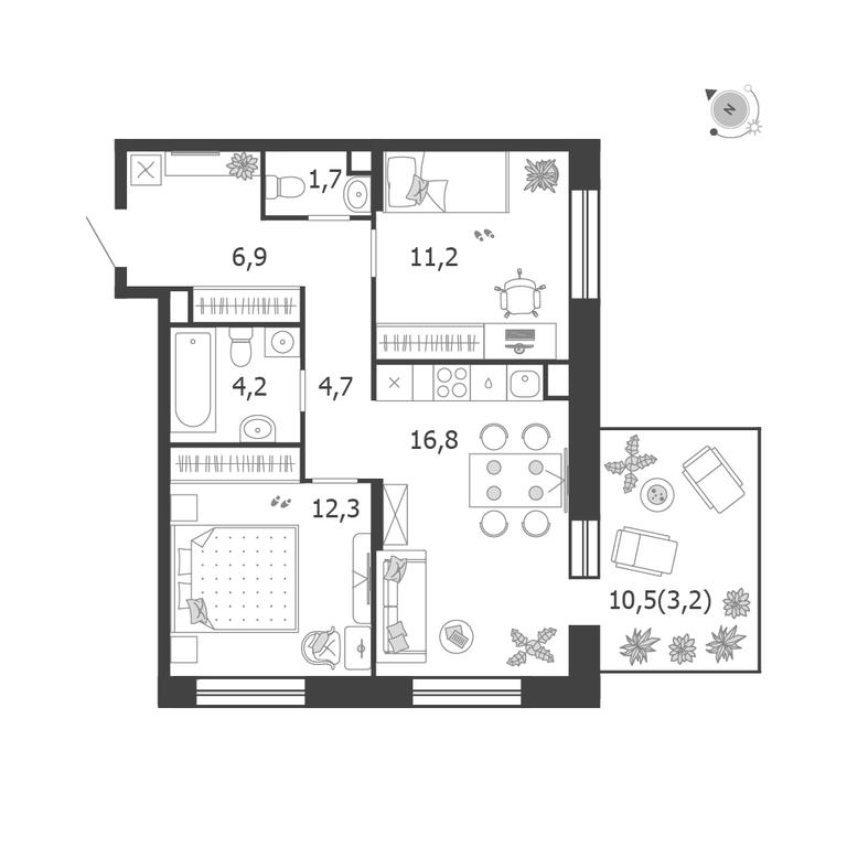 2-BD Apartment Sale, 61.9 sq. m. at Shagal, Автозаводская улица, 23, Москва, Россия #1 2-BD Apartment Sale, 61.9 sq. m. at Shagal, Автозаводская улица, 23, Москва, Россия #1