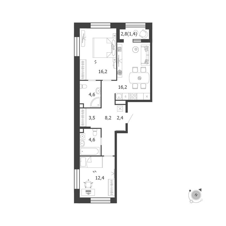 2-BD Apartment Sale, 69.5 sq. m. at Shagal, Автозаводская улица, 23, Москва, Россия #1 2-BD Apartment Sale, 69.5 sq. m. at Shagal, Автозаводская улица, 23, Москва, Россия #1