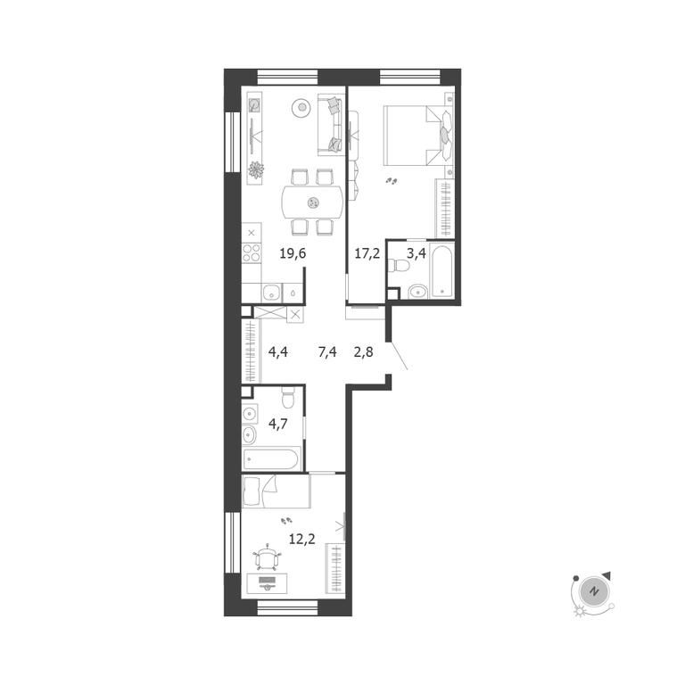 2-BD Apartment Sale, 71.7 sq. m. at Shagal, Автозаводская улица, 23, Москва, Россия #1 2-BD Apartment Sale, 71.7 sq. m. at Shagal, Автозаводская улица, 23, Москва, Россия #1