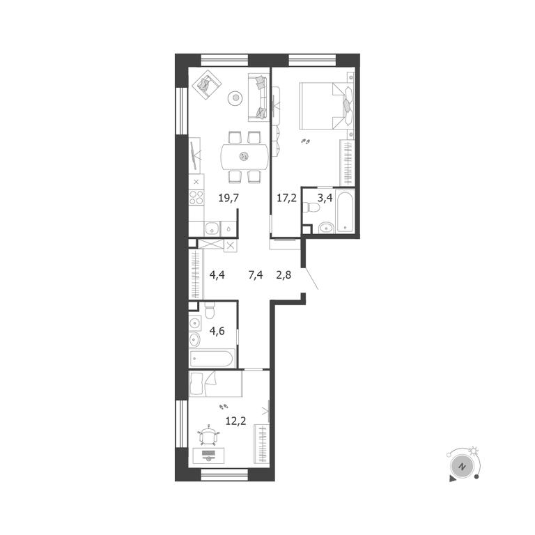 2-BD Apartment Sale, 71.7 sq. m. at Shagal, Автозаводская улица, 23, Москва, Россия #1 2-BD Apartment Sale, 71.7 sq. m. at Shagal, Автозаводская улица, 23, Москва, Россия #1