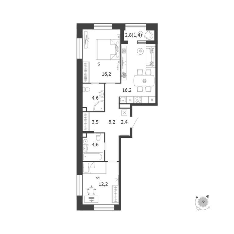 2-BD Apartment Sale, 69.3 sq. m. at Shagal, Автозаводская улица, 23, Москва, Россия #1 2-BD Apartment Sale, 69.3 sq. m. at Shagal, Автозаводская улица, 23, Москва, Россия #1