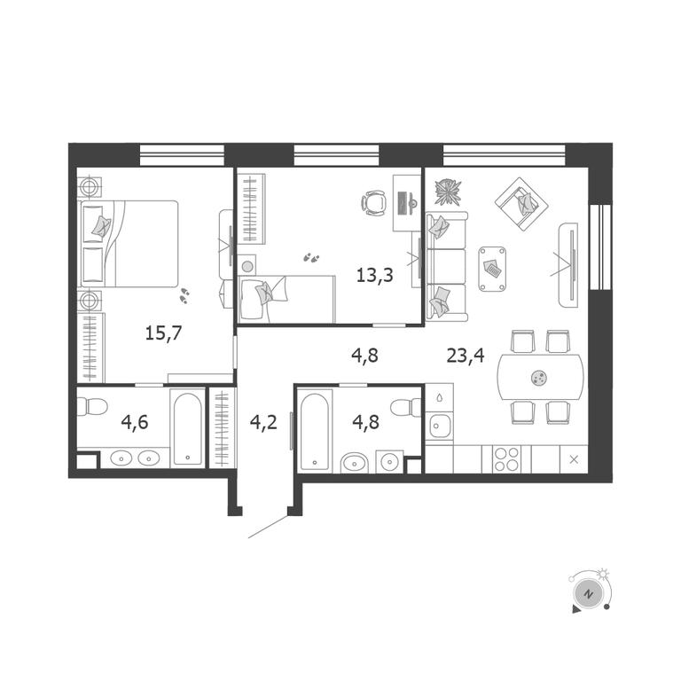 Продажа 2-комн. квартиры, 70,8 м² в ЖК «Шагал (Shagal)», Автозаводская улица, 23, Москва, Россия #1 Продажа 2-комн. квартиры, 70,8 м² в ЖК «Шагал (Shagal)», Автозаводская улица, 23, Москва, Россия #1