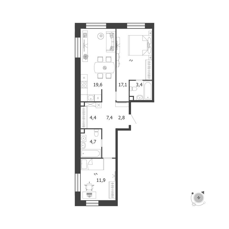 2-BD Apartment Sale, 71.3 sq. m. at Shagal, Автозаводская улица, 23, Москва, Россия #1 2-BD Apartment Sale, 71.3 sq. m. at Shagal, Автозаводская улица, 23, Москва, Россия #1