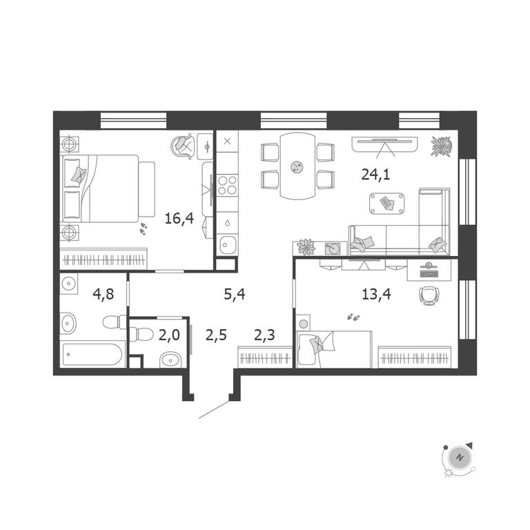 2-BD Apartment Sale, 70.9平方米 at Shagal, Автозаводская улица, 23, Москва, Россия #1 2-BD Apartment Sale, 70.9平方米 at Shagal, Автозаводская улица, 23, Москва, Россия #1