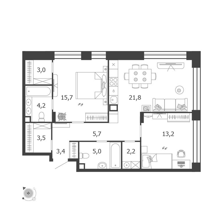 2-BD Apartment Sale, 77.7 sq. m. at Shagal, Автозаводская улица, 23, Москва, Россия #1 2-BD Apartment Sale, 77.7 sq. m. at Shagal, Автозаводская улица, 23, Москва, Россия #1
