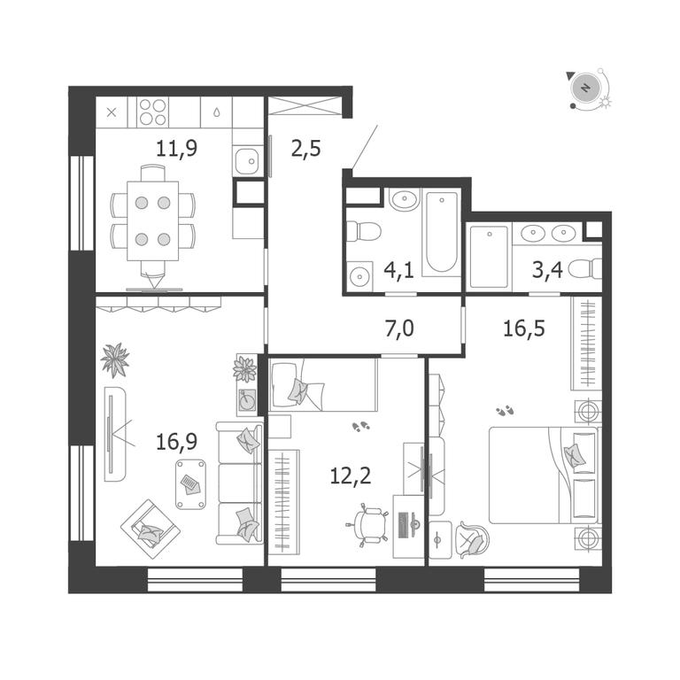 3-BD Apartment Sale, 74.5 sq. m. at Shagal, Автозаводская улица, 23, Москва, Россия #1