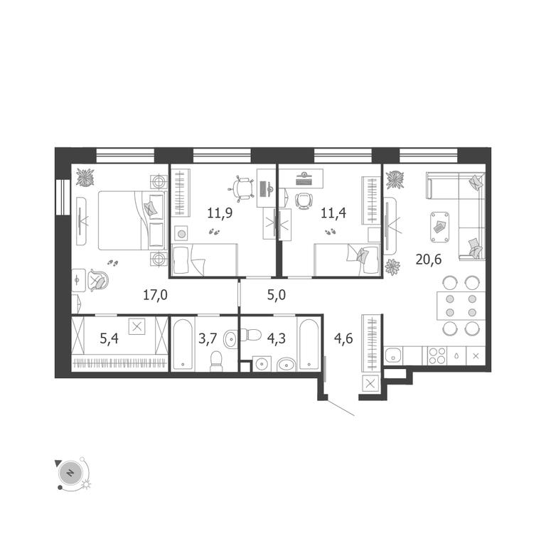 3-BD Apartment Sale, 84.4 sq. m. at Shagal, Автозаводская улица, 23, Москва, Россия #1 3-BD Apartment Sale, 84.4 sq. m. at Shagal, Автозаводская улица, 23, Москва, Россия #1