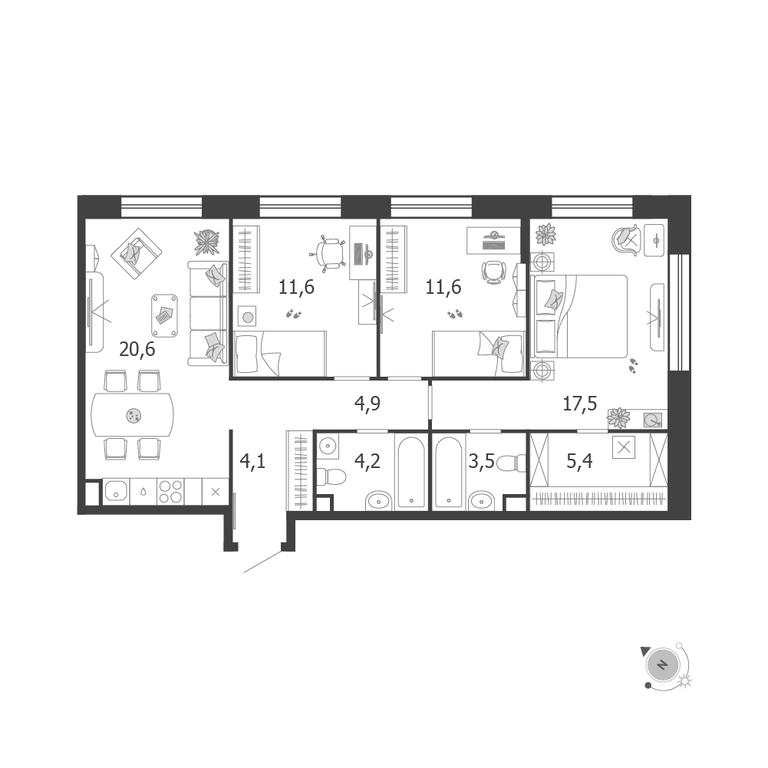 3-BD Apartment Sale, 83.9 sq. m. at Shagal, Автозаводская улица, 23, Москва, Россия #1 3-BD Apartment Sale, 83.9 sq. m. at Shagal, Автозаводская улица, 23, Москва, Россия #1