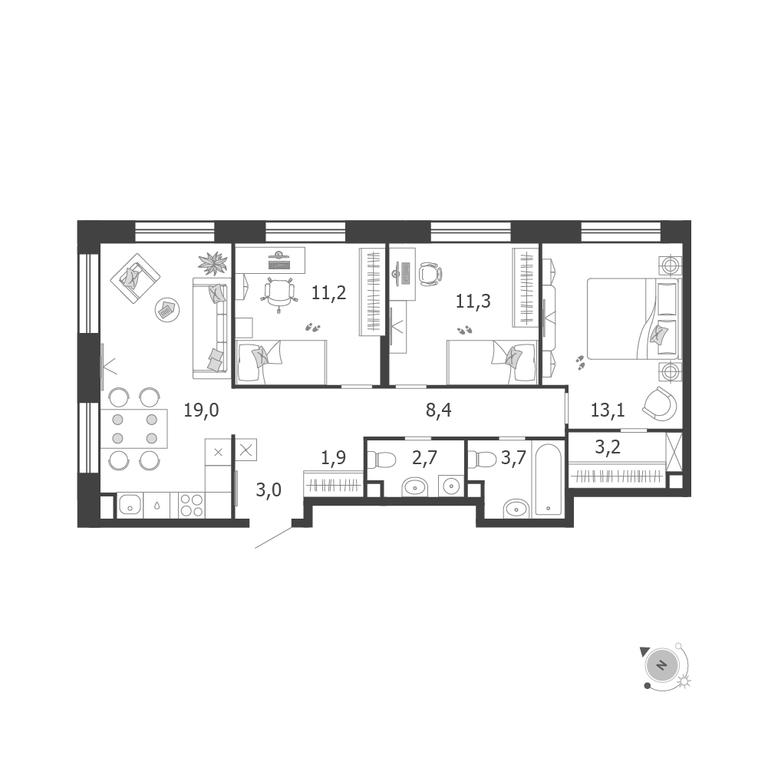 3-BD Apartment Sale, 77.5 sq. m. at Shagal, Автозаводская улица, 23, Москва, Россия #1 3-BD Apartment Sale, 77.5 sq. m. at Shagal, Автозаводская улица, 23, Москва, Россия #1