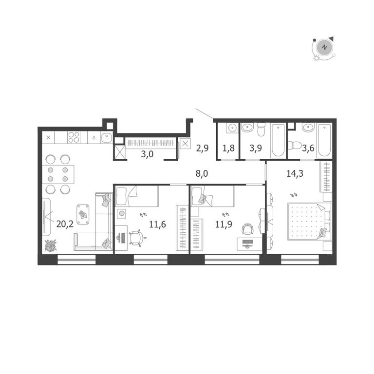 3-BD Apartment Sale, 81.2 sq. m. at Shagal, Автозаводская улица, 23, Москва, Россия #1