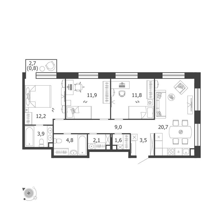 3-BD Apartment Sale, 82.3平方米 at Shagal, Автозаводская улица, 23, Москва, Россия #1 3-BD Apartment Sale, 82.3平方米 at Shagal, Автозаводская улица, 23, Москва, Россия #1