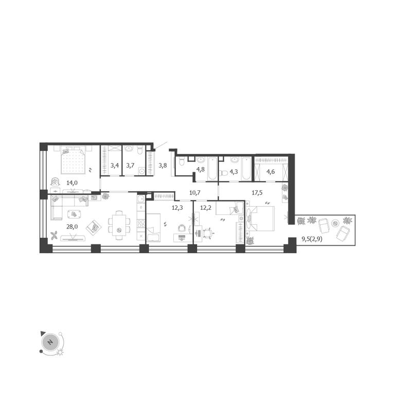 4-BD Apartment Sale, 122.2 sq. m. at Shagal, Автозаводская улица, 23, Москва, Россия #1 4-BD Apartment Sale, 122.2 sq. m. at Shagal, Автозаводская улица, 23, Москва, Россия #1