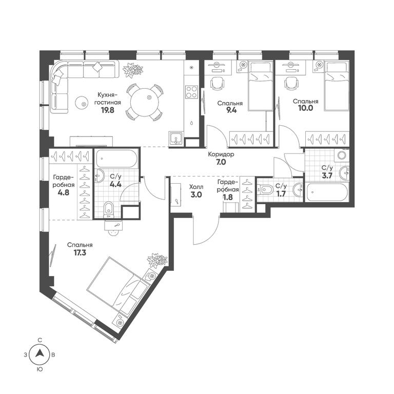 3-BD Apartment Sale, 82.9 sq. m. at Sokolinn Park, 3rd Grazhdanskaya Street, 1, Moscow, Russia #1 3-BD Apartment Sale, 82.9 sq. m. at Sokolinn Park, 3rd Grazhdanskaya Street, 1, Moscow, Russia #1