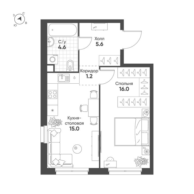 1-BD Apartment Sale, 42.4 sq. m. at Shagal, Автозаводская улица, 23, Москва, Россия #1 1-BD Apartment Sale, 42.4 sq. m. at Shagal, Автозаводская улица, 23, Москва, Россия #1