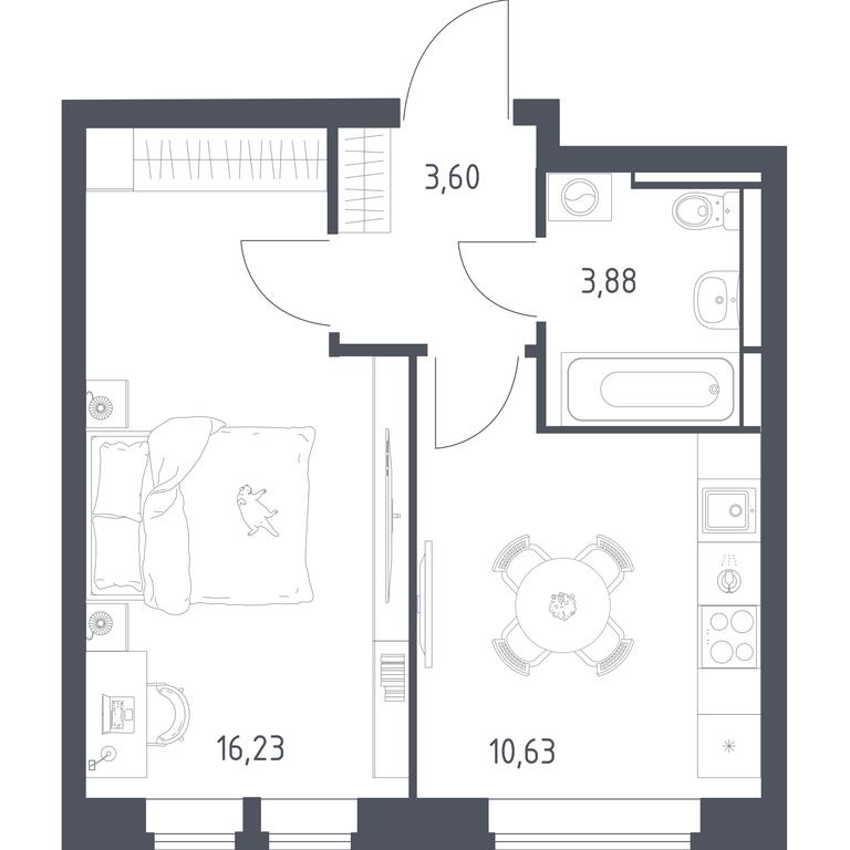 Apartment Sale, 34.34 sq. m. at Bolshoe Putilkovo, Prostornaya ulitsa, 1, Putilkovo Village, Krasnogorsk City District, Moscow Region, Russia #1