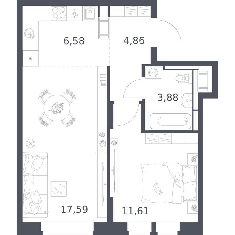 Apartment Sale, 44.52 sq. m. at Bolshoe Putilkovo, Prostornaya ulitsa, 1, Putilkovo Village, Krasnogorsk City District, Moscow Region, Russia #1 Apartment Sale, 44.52 sq. m. at Bolshoe Putilkovo, Prostornaya ulitsa, 1, Putilkovo Village, Krasnogorsk City District, Moscow Region, Russia #1