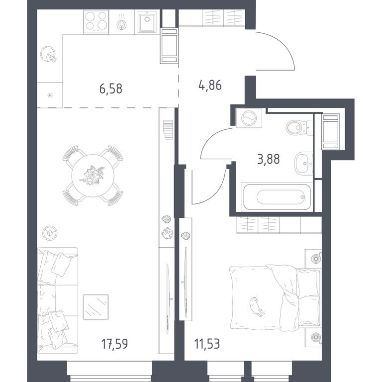 Apartment Sale, 44.44平方米 at Bolshoe Putilkovo, Prostornaya ulitsa, 1, Putilkovo Village, Krasnogorsk City District, Moscow Region, Russia #1 Apartment Sale, 44.44平方米 at Bolshoe Putilkovo, Prostornaya ulitsa, 1, Putilkovo Village, Krasnogorsk City District, Moscow Region, Russia #1