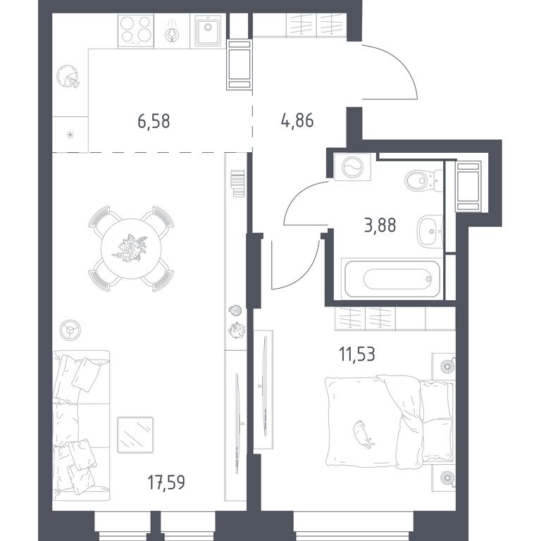 Apartment Sale, 44.44 sq. m. at Bolshoe Putilkovo, Prostornaya ulitsa, 1, Putilkovo Village, Krasnogorsk City District, Moscow Region, Russia #1 Apartment Sale, 44.44 sq. m. at Bolshoe Putilkovo, Prostornaya ulitsa, 1, Putilkovo Village, Krasnogorsk City District, Moscow Region, Russia #1
