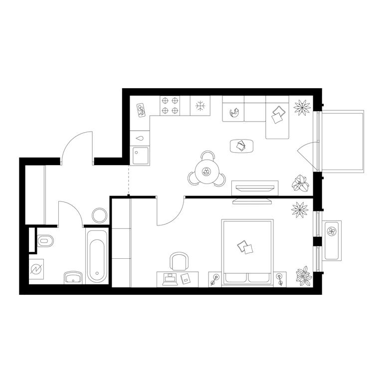 1-BD Apartment Sale, 42.4 sq. m. at Ilinskie Luga, Zapovednaya Street, 1, posyolok Ilyinskoye-Usovo, Krasnogorsk City District, Moscow Region, Russia #1