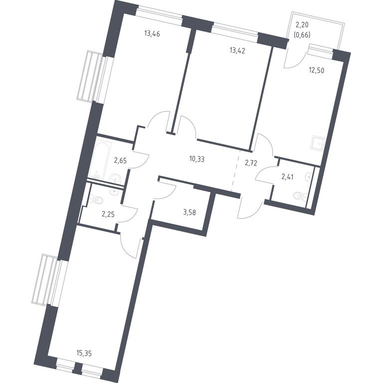 2-BD Apartment Sale, 79.33 sq. m. at Rublevskiy Kvartal, Laykovo Green Quarter, zhiloy kompleks Gorod-sobytiye Laykovo, selo Laykovo, Odintsovskiy City District, Moscow Region, Russia #1