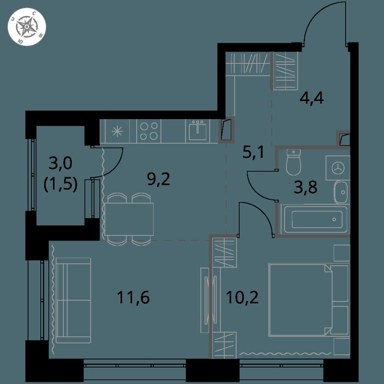 2-BD Apartment Sale, 45.8 sq. m. at 1-y Salarevskiy, Kiyevskoye Highway, Moskovskiy Settlement, Moscow, Russia #1 2-BD Apartment Sale, 45.8 sq. m. at 1-y Salarevskiy, Kiyevskoye Highway, Moskovskiy Settlement, Moscow, Russia #1