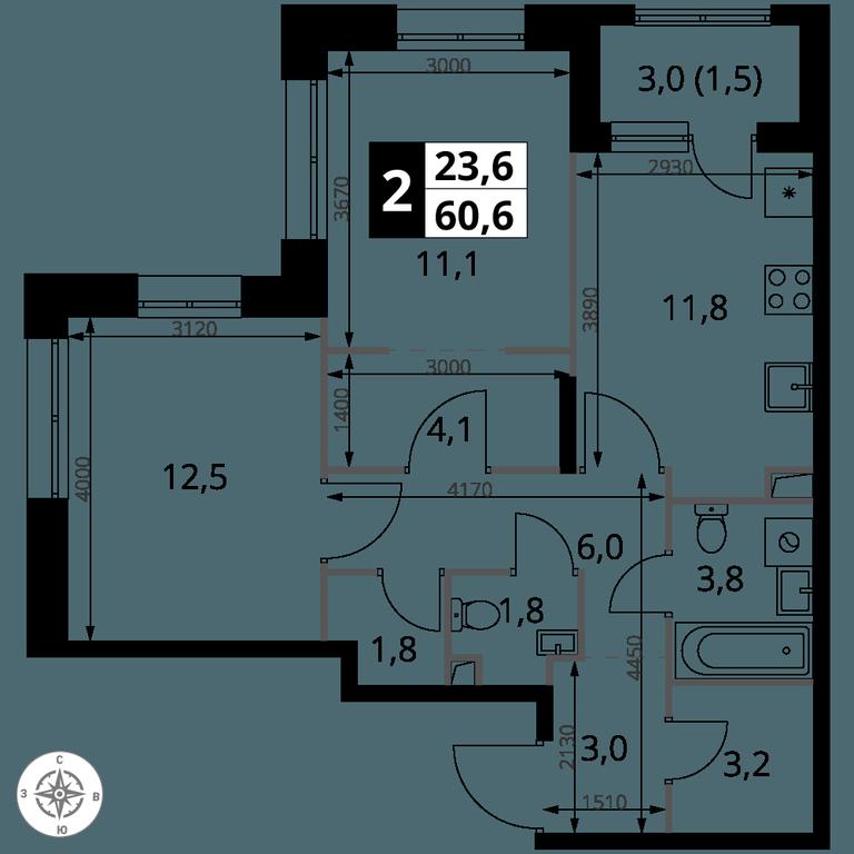 2-BD Apartment Sale, 60.6 sq. m. at 1-y Salarevskiy, Kiyevskoye Highway, Moskovskiy Settlement, Moscow, Russia #2 2-BD Apartment Sale, 60.6 sq. m. at 1-y Salarevskiy, Kiyevskoye Highway, Moskovskiy Settlement, Moscow, Russia #2