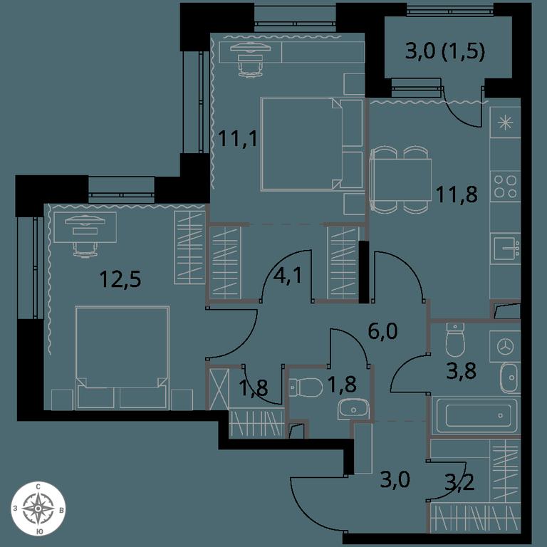 2-BD Apartment Sale, 60.6 sq. m. at 1-y Salarevskiy, Kiyevskoye Highway, Moskovskiy Settlement, Moscow, Russia #1 2-BD Apartment Sale, 60.6 sq. m. at 1-y Salarevskiy, Kiyevskoye Highway, Moskovskiy Settlement, Moscow, Russia #1