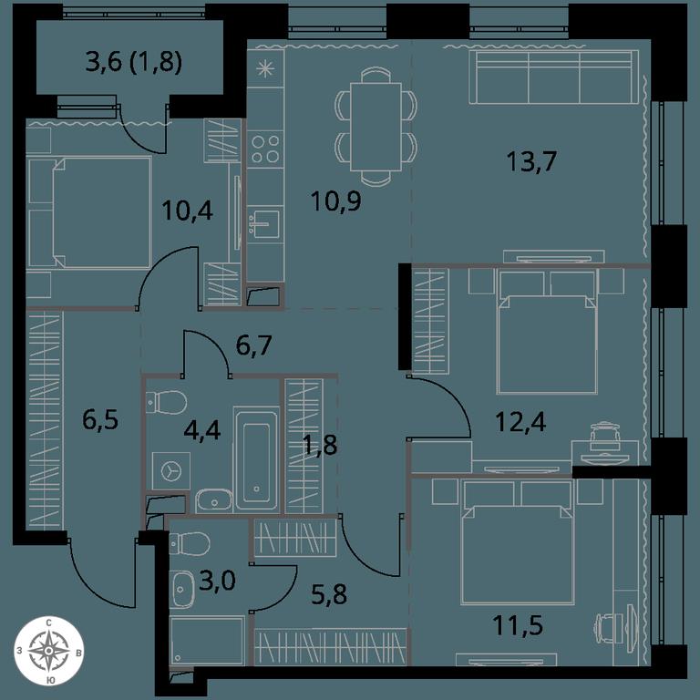 4-BD Apartment Sale, 88.9 sq. m. at 1-y Salarevskiy, Kiyevskoye Highway, Moskovskiy Settlement, Moscow, Russia #1 4-BD Apartment Sale, 88.9 sq. m. at 1-y Salarevskiy, Kiyevskoye Highway, Moskovskiy Settlement, Moscow, Russia #1