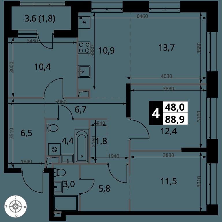 4-BD Apartment Sale, 88.9 sq. m. at 1-y Salarevskiy, Kiyevskoye Highway, Moskovskiy Settlement, Moscow, Russia #2 4-BD Apartment Sale, 88.9 sq. m. at 1-y Salarevskiy, Kiyevskoye Highway, Moskovskiy Settlement, Moscow, Russia #2