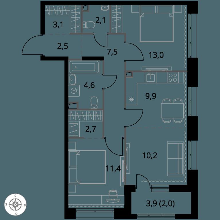 3-BD Apartment Sale, 69平方米 at 1-y Salarevskiy, Kiyevskoye Highway, Moskovskiy Settlement, Moscow, Russia #1