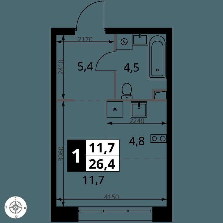 Apartment Sale, 26.4 sq. m. at 1-y Salarevskiy, Kiyevskoye Highway, Moskovskiy Settlement, Moscow, Russia #2