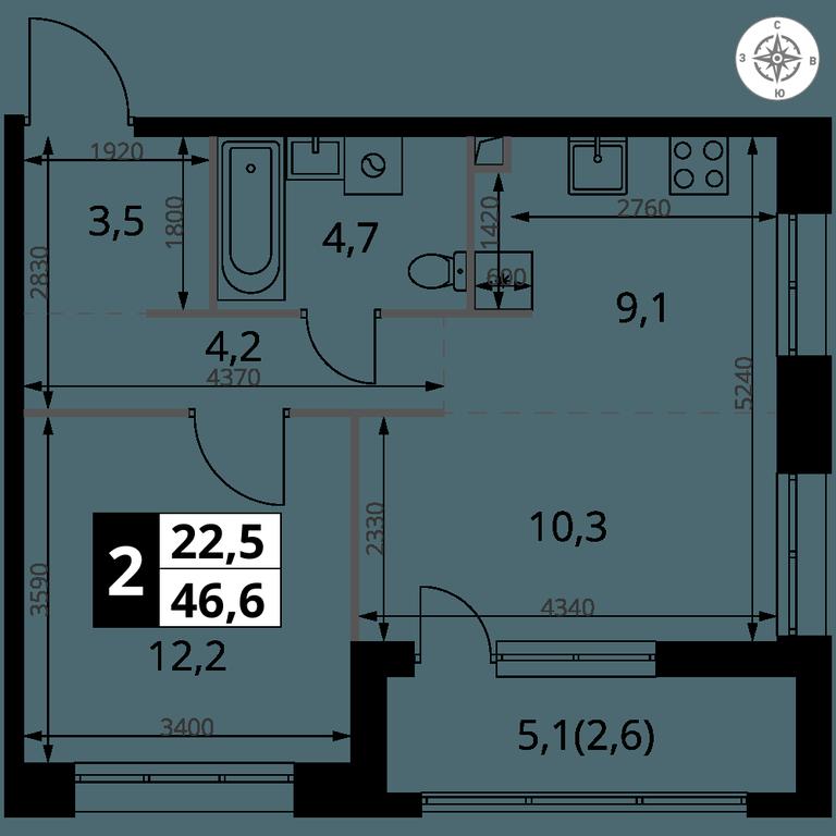2-BD Apartment Sale, 46.6平方米 at 1-y Salarevskiy, Kiyevskoye Highway, Moskovskiy Settlement, Moscow, Russia #2 2-BD Apartment Sale, 46.6平方米 at 1-y Salarevskiy, Kiyevskoye Highway, Moskovskiy Settlement, Moscow, Russia #2