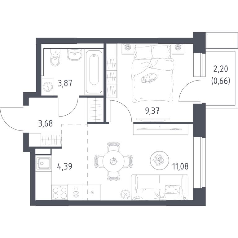 Apartment Sale, 33.05 sq. m. at Prigorod Lesnoe, Molodyozhny bulvar, 6, derevnya Misaylovo, Leninskiy City District, Moscow Region, Russia #1 Apartment Sale, 33.05 sq. m. at Prigorod Lesnoe, Molodyozhny bulvar, 6, derevnya Misaylovo, Leninskiy City District, Moscow Region, Russia #1