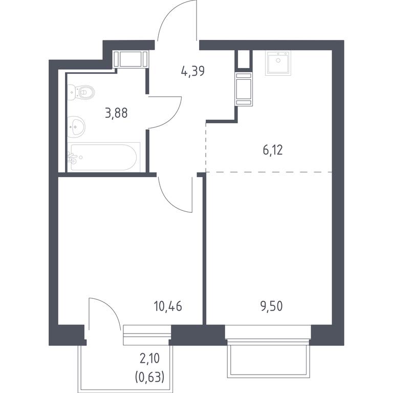 Apartment Sale, 34.7平方米 at Tomilino Park, 1-y kvartal, posyolok Zhilino-1, Lubertsy City District, Moscow Region, Russia #1 Apartment Sale, 34.7平方米 at Tomilino Park, 1-y kvartal, posyolok Zhilino-1, Lubertsy City District, Moscow Region, Russia #1