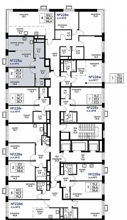 1-BD Apartment Sale, 47.3平方米 at Veresk, 3rd Khoroshyovskaya Street, вл19с3к1, Moscow, Russia #1