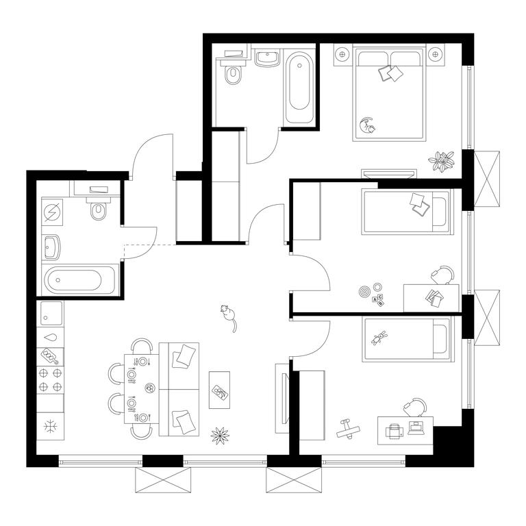 3-BD Apartment Sale, 66.3平方米 at Tomilinskiy Bulvar, Novaya Street, 1, Kotelniki, Moscow Region, Russia #1