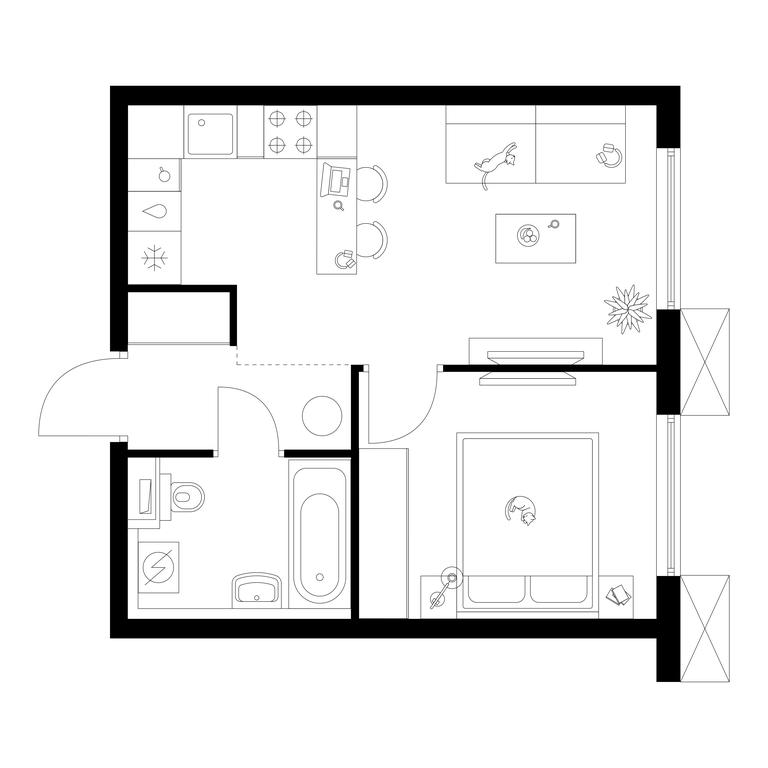 1-BD Apartment Sale, 32.8 sq. m. at Tomilinskiy Bulvar, Novaya Street, 1, Kotelniki, Moscow Region, Russia #1